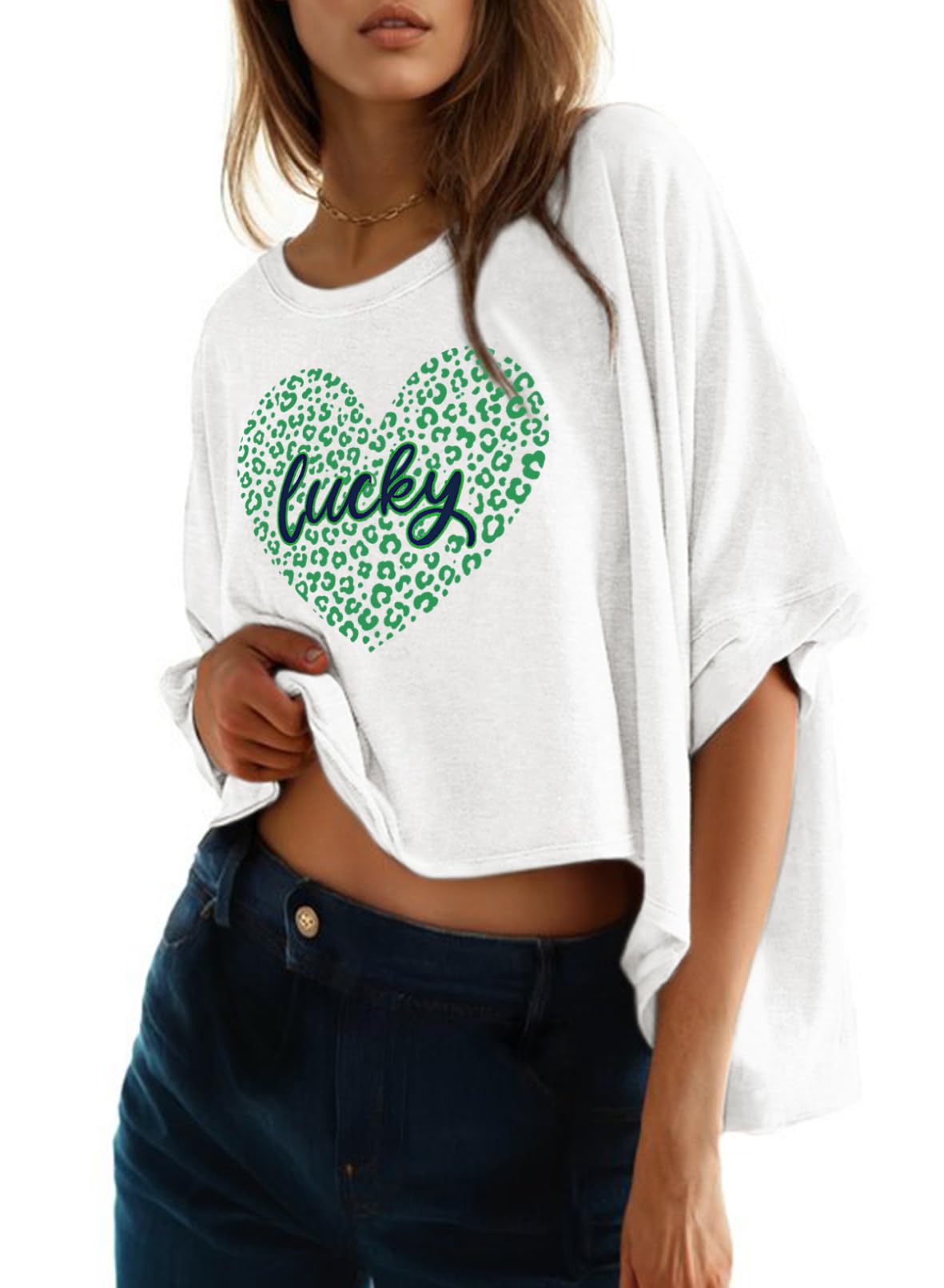 Foto 2 pulgar | Camiseta Dokotoo Día De San Patricio Para Mujer, Talla Grande, Color Blanco - Venta Internacional.