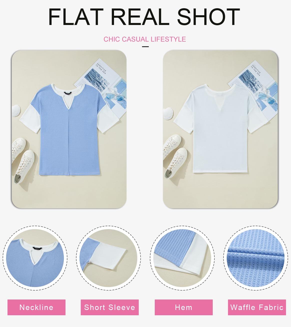 Foto 4 | Camiseta Dokotoo Going Out De Punto Gofrado Con Manga Acampanada, Azul - Venta Internacional.