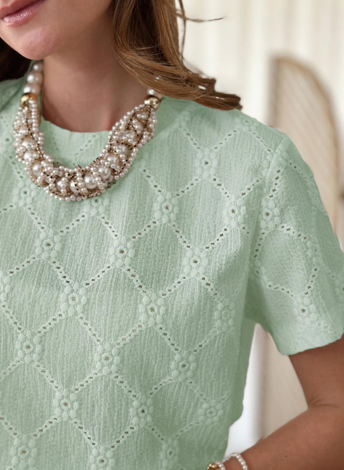 Foto 6 pulgar | Camiseta Dokotoo De Verano Con Cuello Redondo Para Mujer, Color Verde, Talla S - Venta Internacional.
