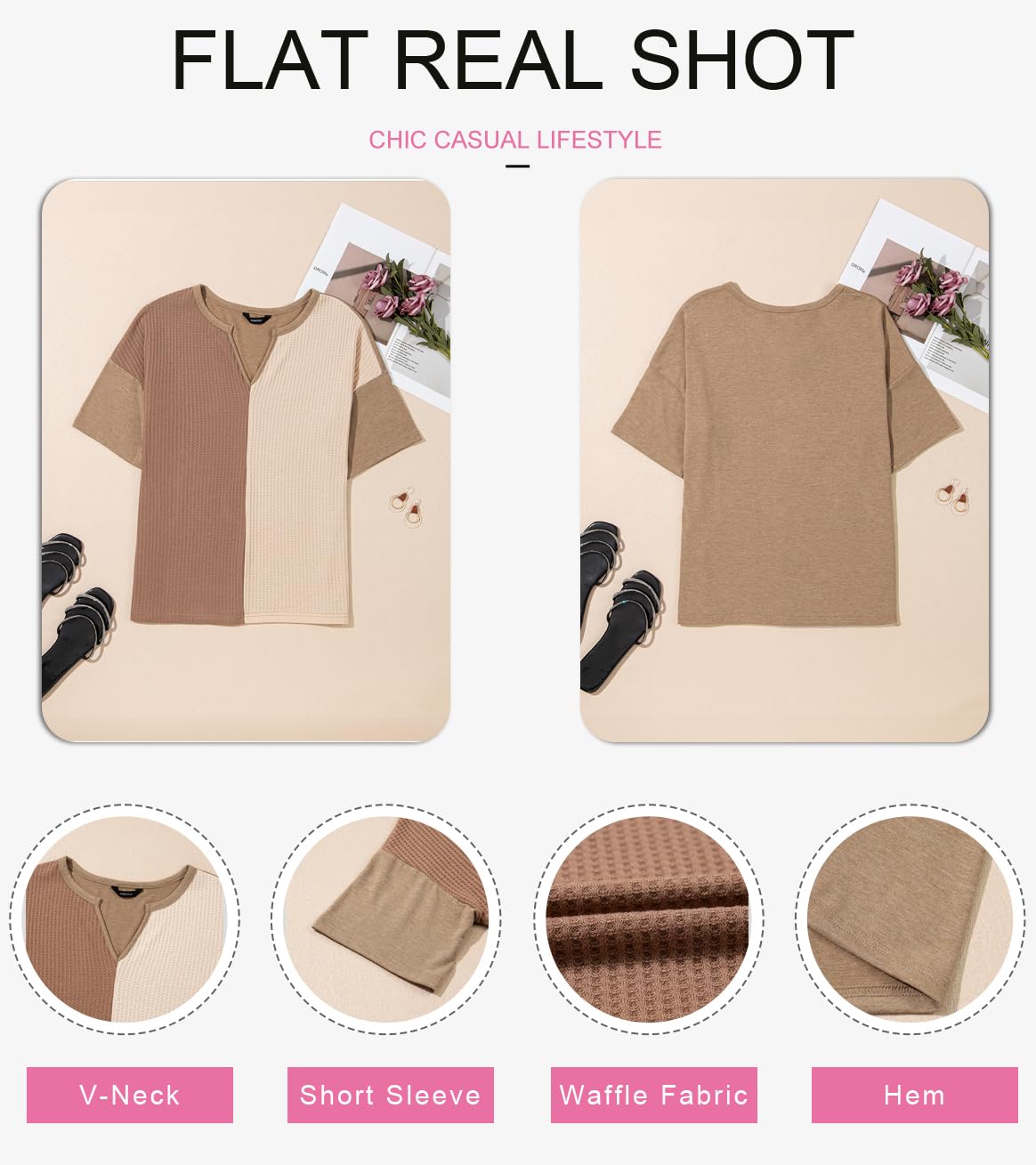 Foto 4 pulgar | Top Dokotoo De Punto Gofrado Holgado, Talla Grande, Cuello En V, Marrón, Para Mujer - Venta Internacional.