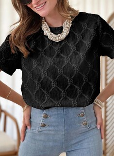 Foto 2 | Camiseta Tipo Túnica Dokotoo Para Mujer, Manga Corta, Verano, Con Ojales, Color Negro - Venta Internacional.