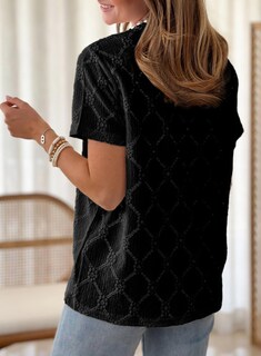 Foto 4 | Camiseta Tipo Túnica Dokotoo Para Mujer, Manga Corta, Verano, Con Ojales, Color Negro - Venta Internacional.