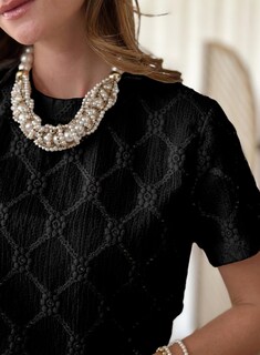 Foto 5 | Camiseta Tipo Túnica Dokotoo Para Mujer, Manga Corta, Verano, Con Ojales, Color Negro - Venta Internacional.