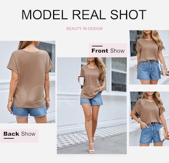 Foto 5 | Tops Dokotoo Summer Para Mujer, Moda, Manga Corta, Color Caqui Oscuro - Venta Internacional.