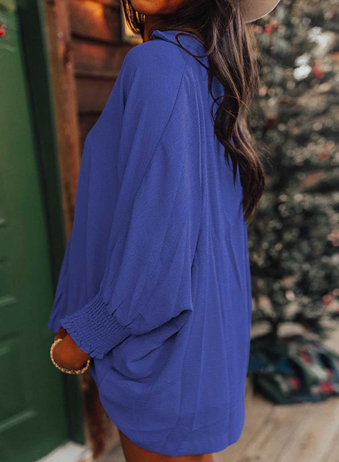 Foto 5 pulgar | Blusas Dokotoo Para Mujer De Color Azul Oscuro Con Cuello En V Para Primavera De 2025 - Venta Internacional.