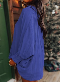 Foto 4 | Blusas Dokotoo Para Mujer De Color Azul Oscuro Con Cuello En V Para Primavera De 2025 - Venta Internacional.