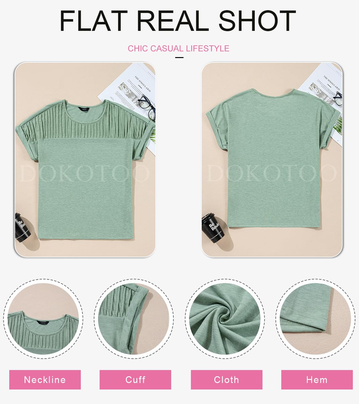 Foto 6 pulgar | Camiseta Dokotoo Para Mujer, Talla Grande, Verde Veraniego, Corte Holgado - Venta Internacional.