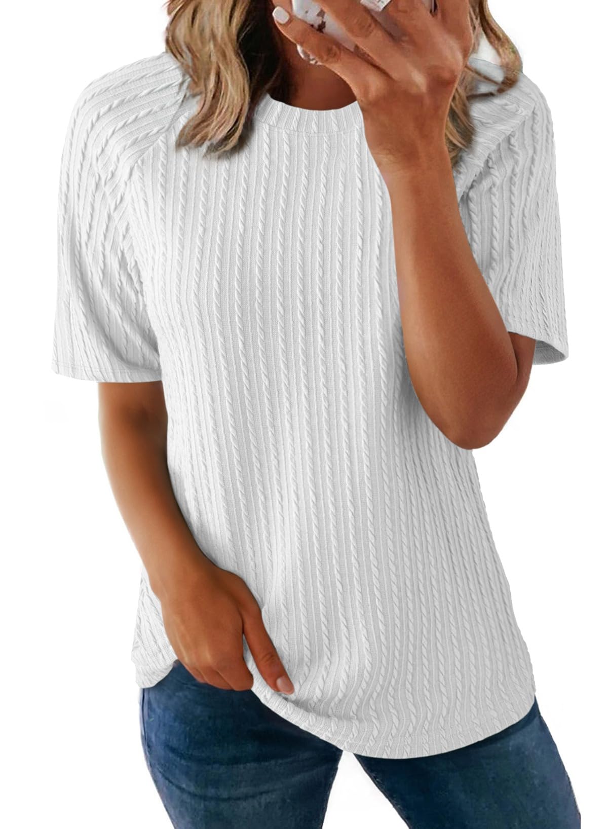 Foto 2 pulgar | Camiseta Dokotoo Para Mujer, Verano 2025, Manga Corta, Color Blanco, Talla S - Venta Internacional.