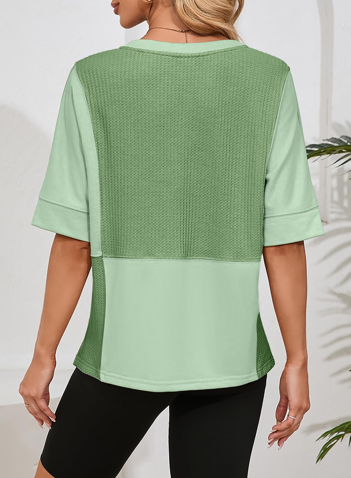 Foto 5 pulgar | Tops Dokotoo Spring Para Mujer, Camiseta Verde De Manga Corta Con Cuello En V - Venta Internacional.