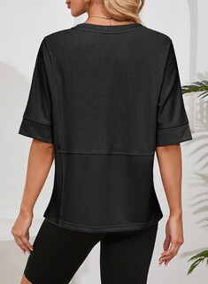 Foto 4 | Tops Dokotoo, Camisetas Casuales Para Mujer, Color Negro, Punto Gofrado, Cuello En V - Venta Internacional.