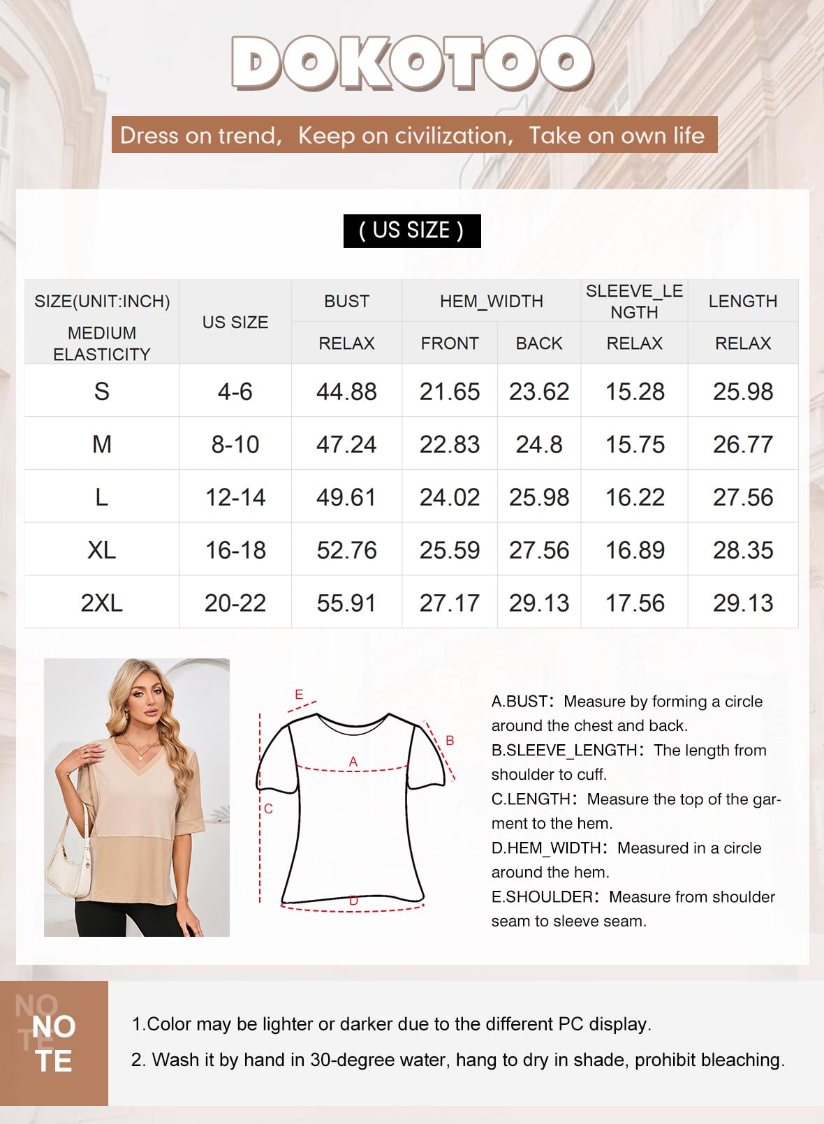 Foto 6 pulgar | Tops Dokotoo, Camisetas Casuales Para Mujer, Color Negro, Punto Gofrado, Cuello En V - Venta Internacional.