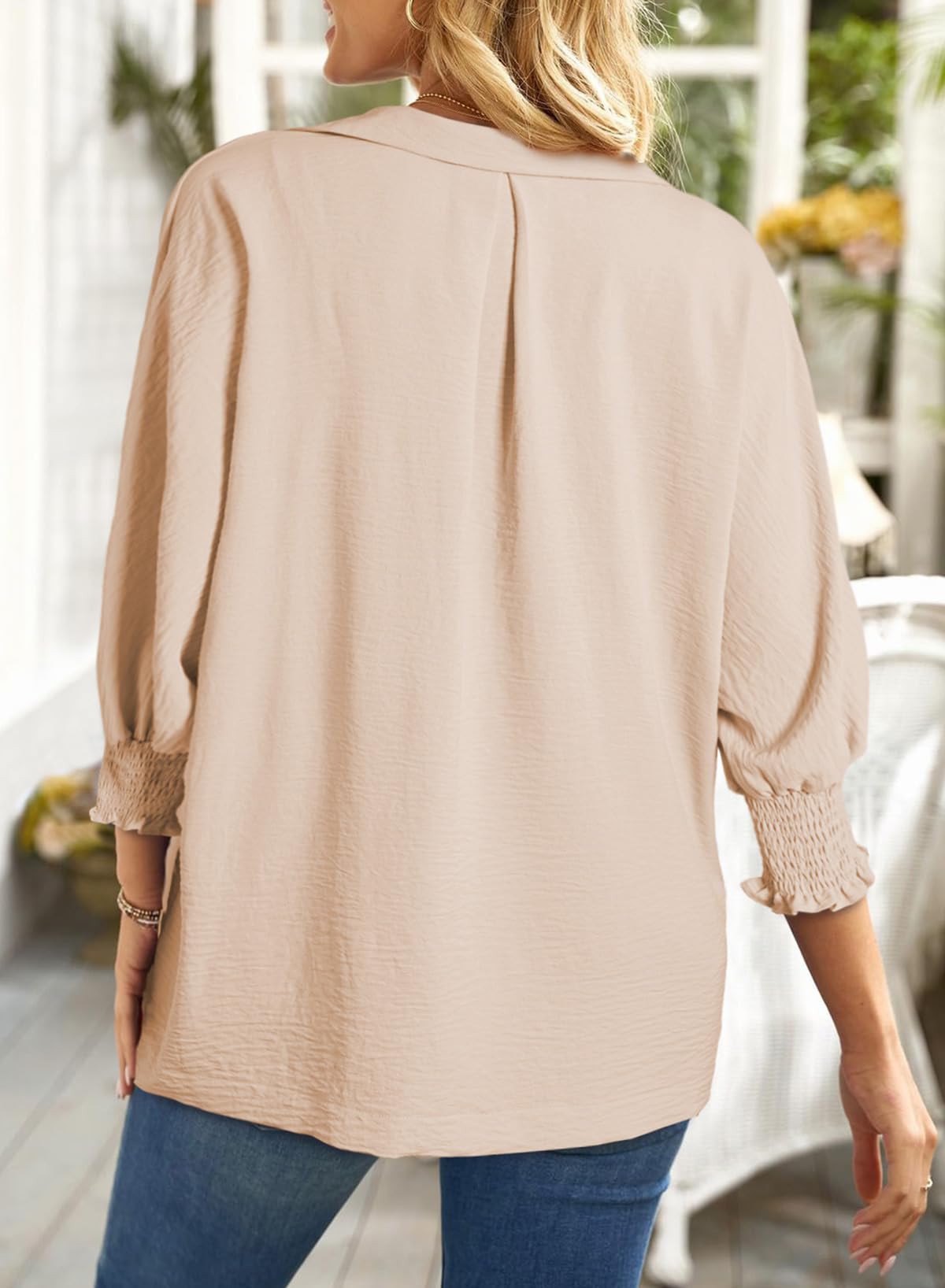 Foto 3 pulgar | Top Dokotoo De Manga Corta Con Cuello En V Para Primavera-verano Para Mujer - Venta Internacional.