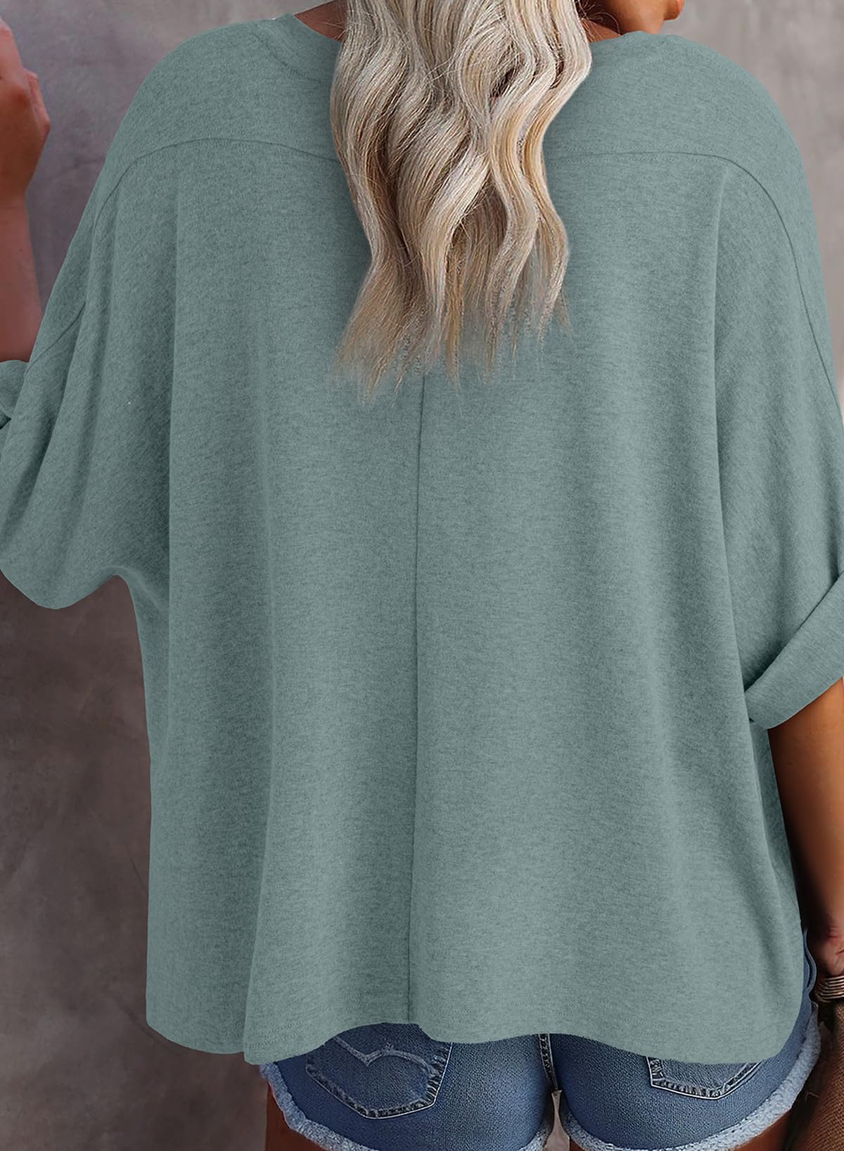 Foto 6 pulgar | Blusas Dokotoo Para Mujer, Manga Corta, Cuello En V, Color Azul Xl - Venta Internacional.