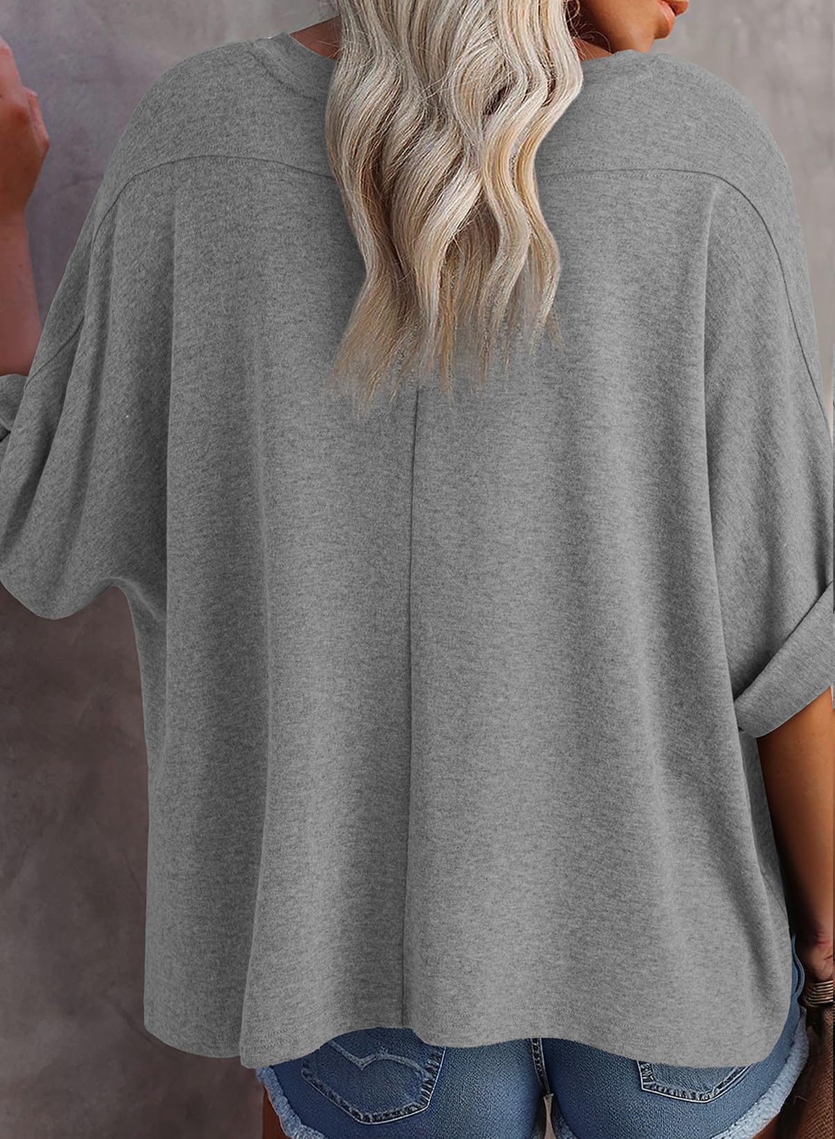 Foto 6 pulgar | Camiseta Dokotoo Para Mujer, Cuello En V, Manga Corta, Color Gris S - Venta Internacional.