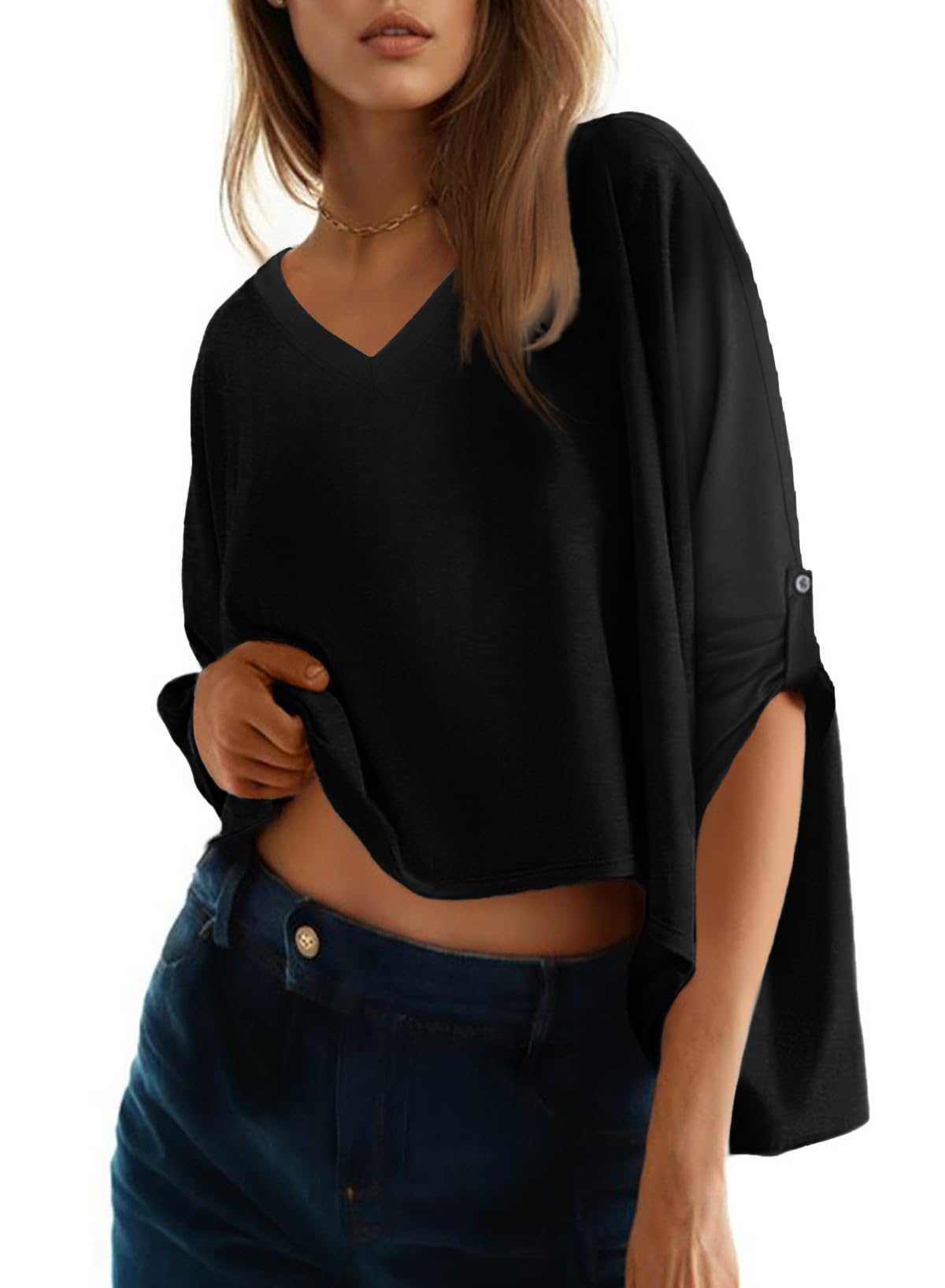 Tops De Verano Dokotoo Para Mujer, Moda, Cuello En V, Negro, M - Venta Internacional.