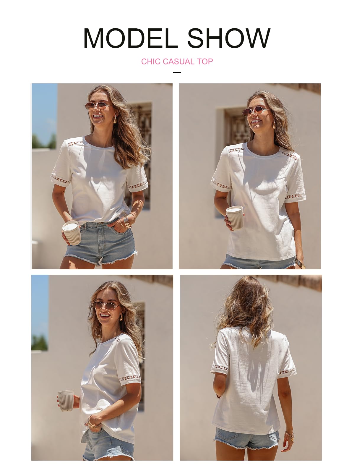 Foto 4 pulgar | Top Blencot - Túnica De Primavera Con Cuello Redondo Para Mujer, Algodón Blanco - Venta Internacional.