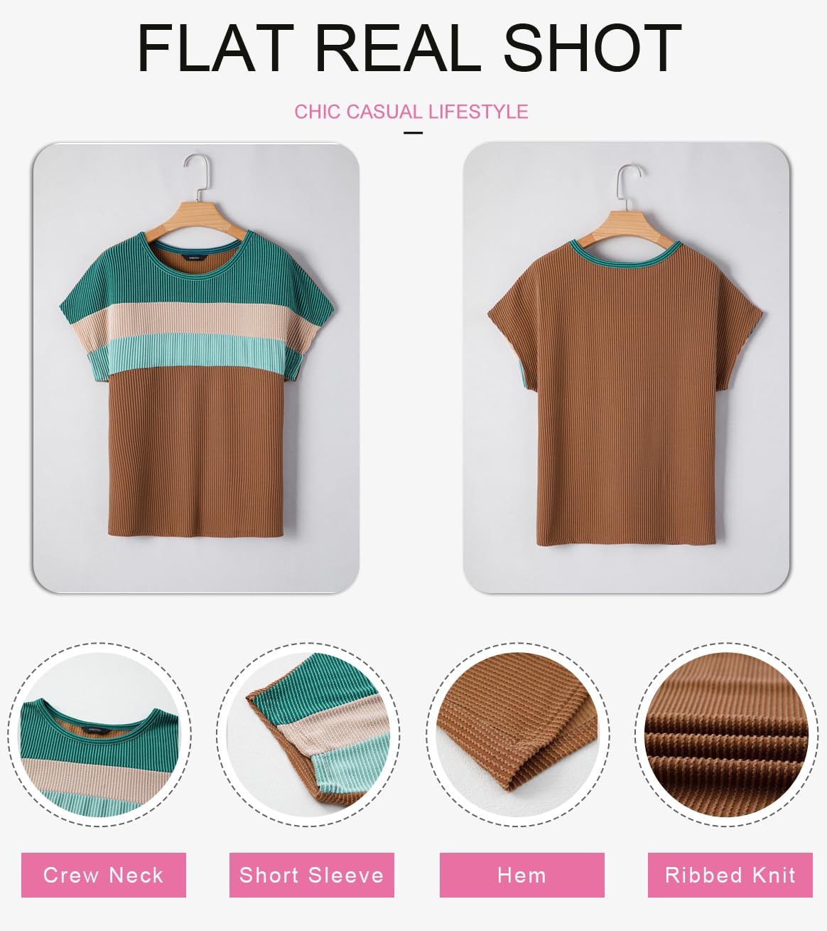 Foto 3 | Top Dokotoo Summer Fashion 2025 De Punto Acanalado Con Bloques De Color Para Mujer - Venta Internacional.