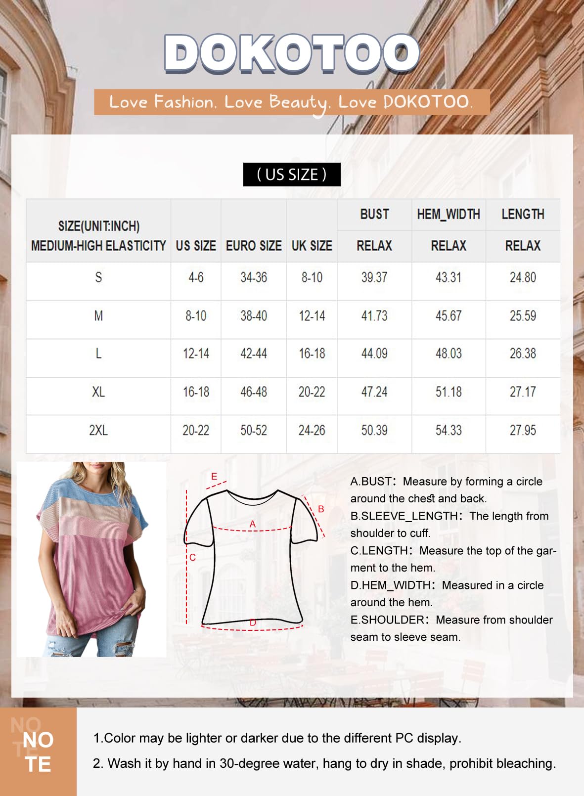 Foto 6 | Top Dokotoo Camiseta Acanalada De Manga Corta Con Estampado De Bloques De Colores Para Mujer - Venta Internacional.