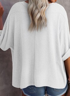 Foto 5 | Camiseta Dokotoo Para Mujer, Cuello En V, Manga Corta, Holgada, Color Blanco S - Venta Internacional.
