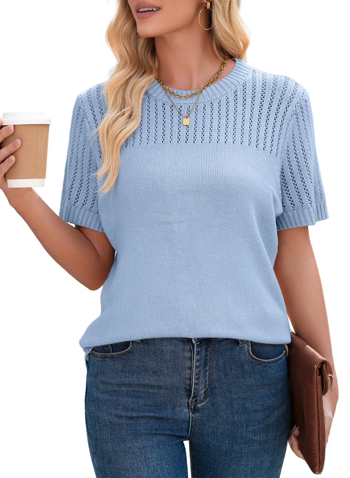 Foto 4 pulgar | Blusas Dokotoo Para Mujer, Moda De Verano 2025, Casual, Azul, Talla S - Venta Internacional.