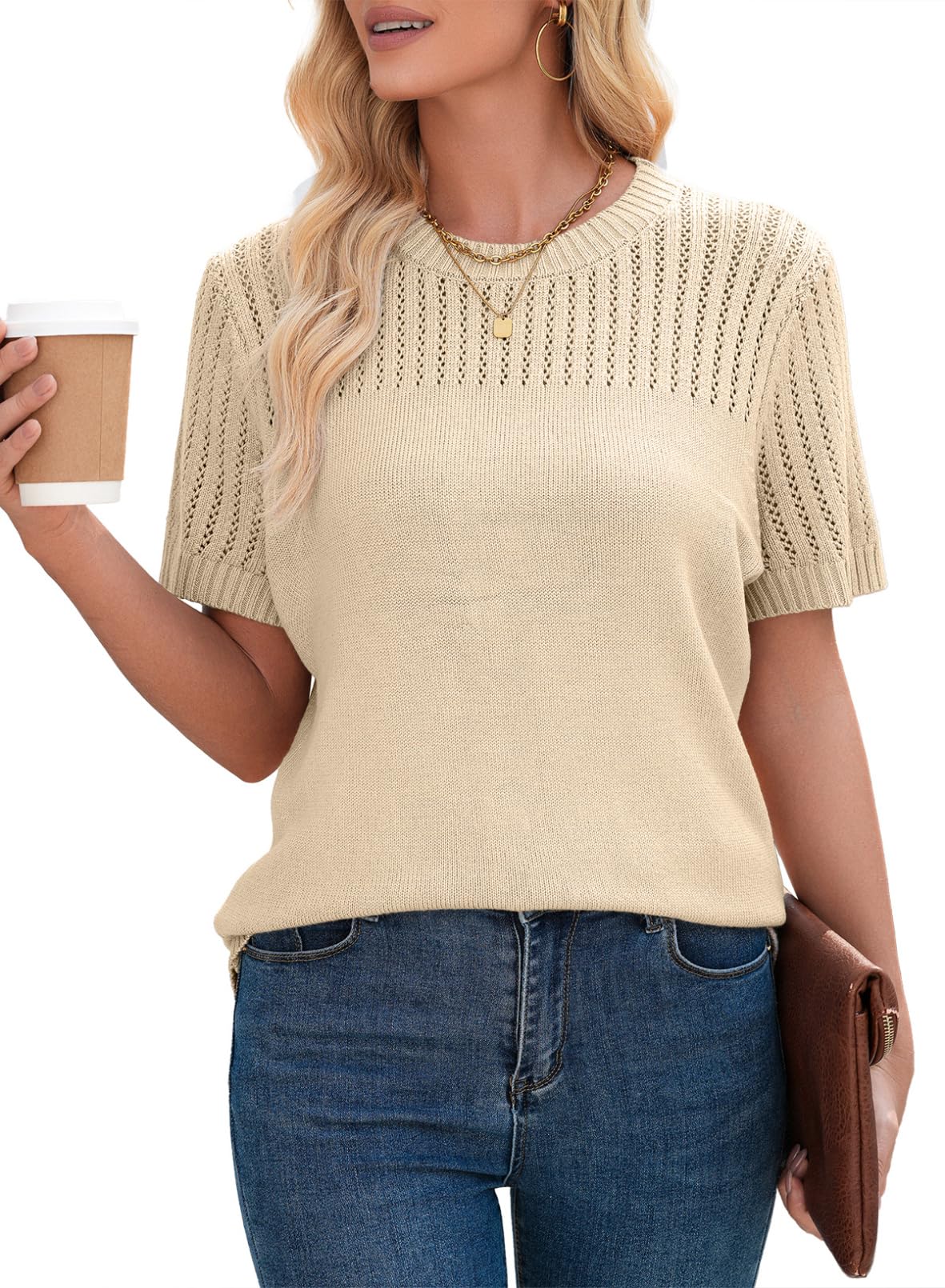 Foto 4 pulgar | Top Dokotoo, Moda De Verano, Cuello Redondo, Manga Corta Para Mujer - Venta Internacional.