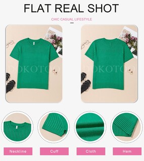 Foto 6 | Blusas Tipo Túnica Dokotoo Para Mujer, Primavera Y Verano, Color Verde, Talla L - Venta Internacional.