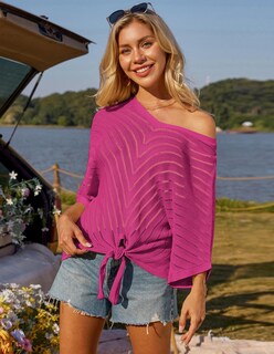 Foto 2 | Camiseta Tipo Túnica Grace Karin Para Mujer, Manga 3/4, Manga 3/4, Rosa Y Roja, Talla M - Venta Internacional.