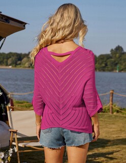 Foto 3 | Camiseta Tipo Túnica Grace Karin Para Mujer, Manga 3/4, Manga 3/4, Rosa Y Roja, Talla M - Venta Internacional.