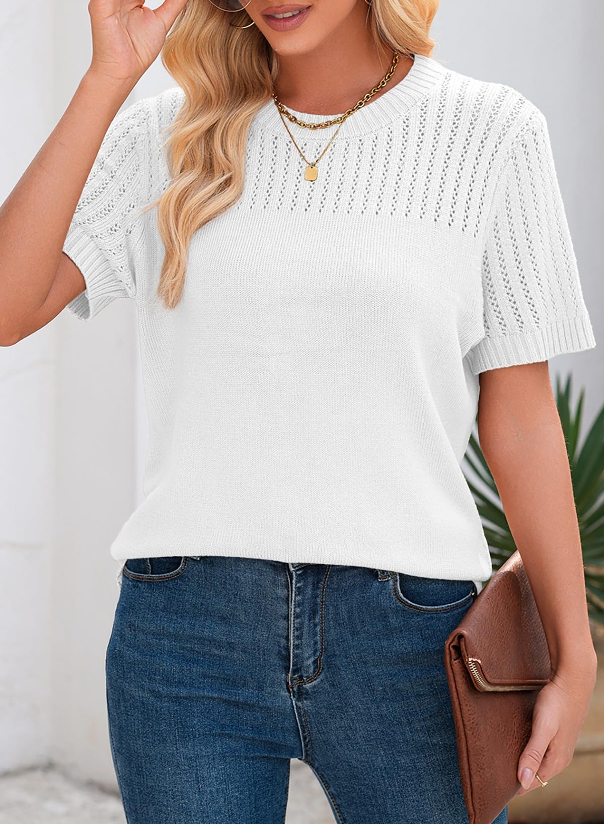 Foto 6 pulgar | Blusas De Verano Dokotoo 2025 Para Mujer, Casual, Manga Corta M, Color Blanco - Venta Internacional.