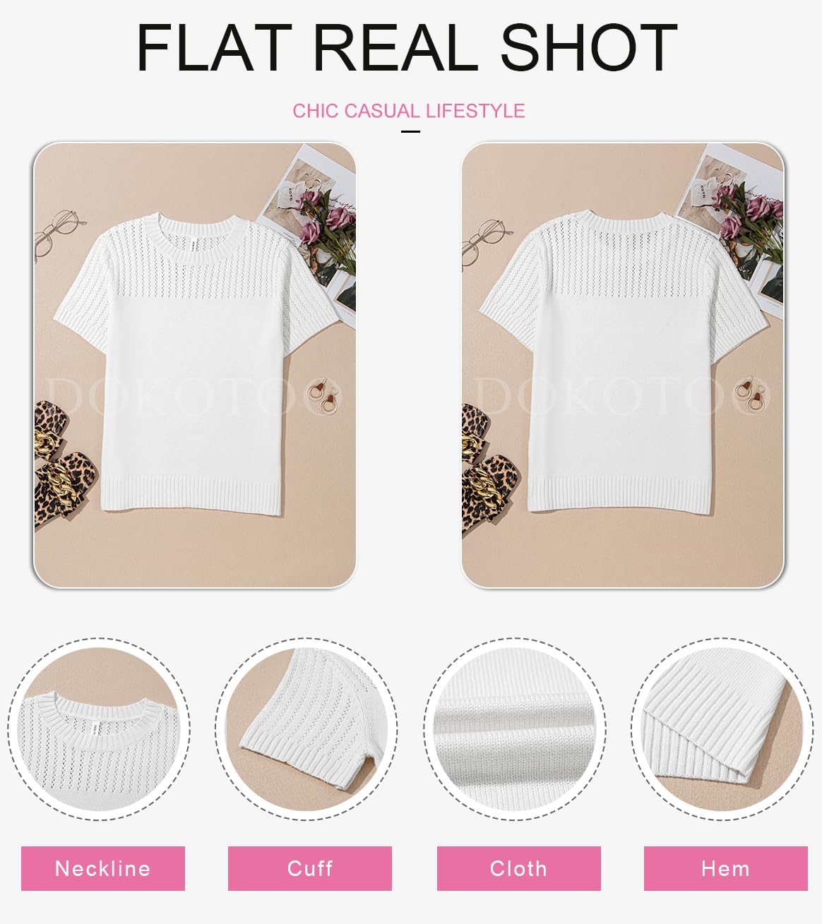 Foto 7 pulgar | Blusas De Verano Dokotoo 2025 Para Mujer, Casual, Manga Corta M, Color Blanco - Venta Internacional.
