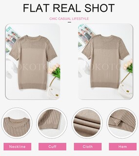Foto 6 | Blusas De Verano Dokotoo 2025 Para Mujer, Cuello Redondo, Manga Corta, Talla M, Color Caqui - Venta Internacional.