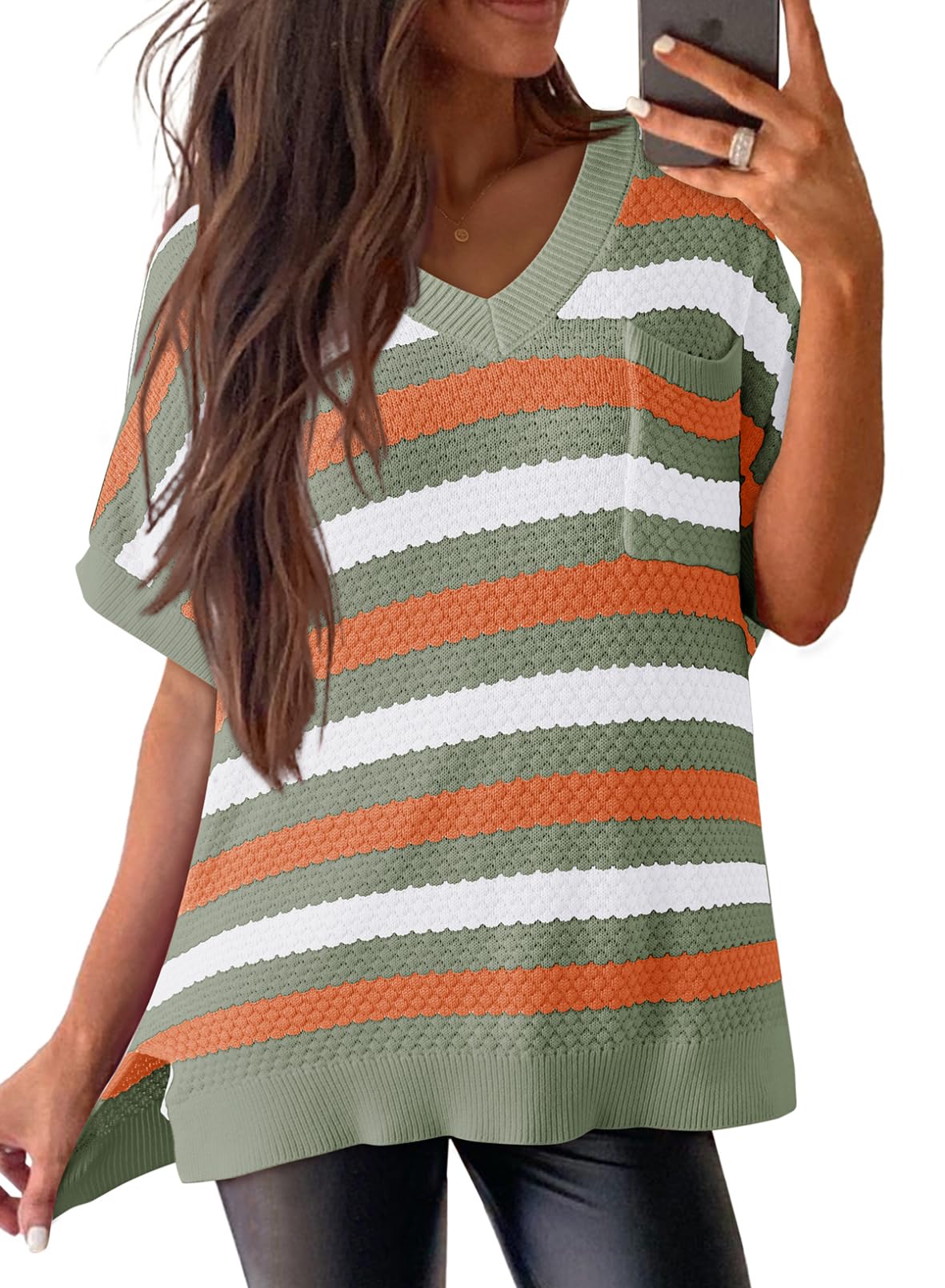 Foto 4 pulgar | Tops De Moda Dokotoo Para Mujer, Manga Corta, Naranja, Talla M - Venta Internacional.