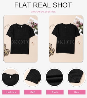 Foto 6 | Tops Dokotoo, Camisas De Manga Corta, Suéteres Para Mujer, Color Negro S - Venta Internacional.