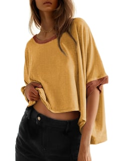 Foto 1 | Camisetas Tops Dokotoo Para Mujer, Cuello Redondo, Bloques De Color, Verano 2025 - Venta Internacional.