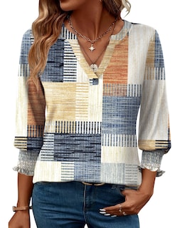 Foto 1 | Blusa Lomon Para Mujer, Manga 3/4, Cuello En V, Primavera 2025 - Venta Internacional.