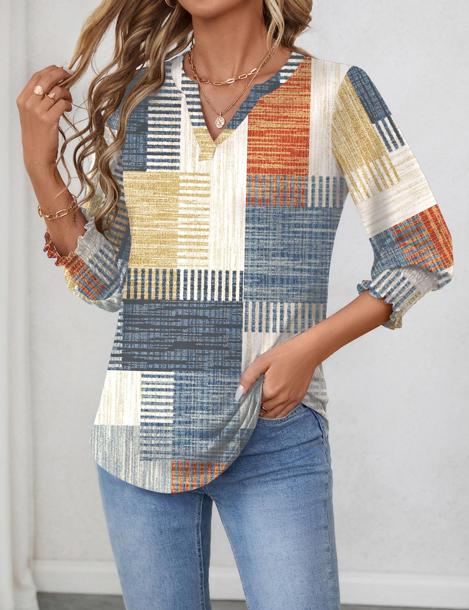 Foto 2 | Blusa Lomon Para Mujer, Manga 3/4, Cuello En V, Primavera 2025 - Venta Internacional.
