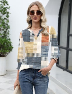 Foto 5 | Blusa Lomon Para Mujer, Manga 3/4, Cuello En V, Primavera 2025 - Venta Internacional.