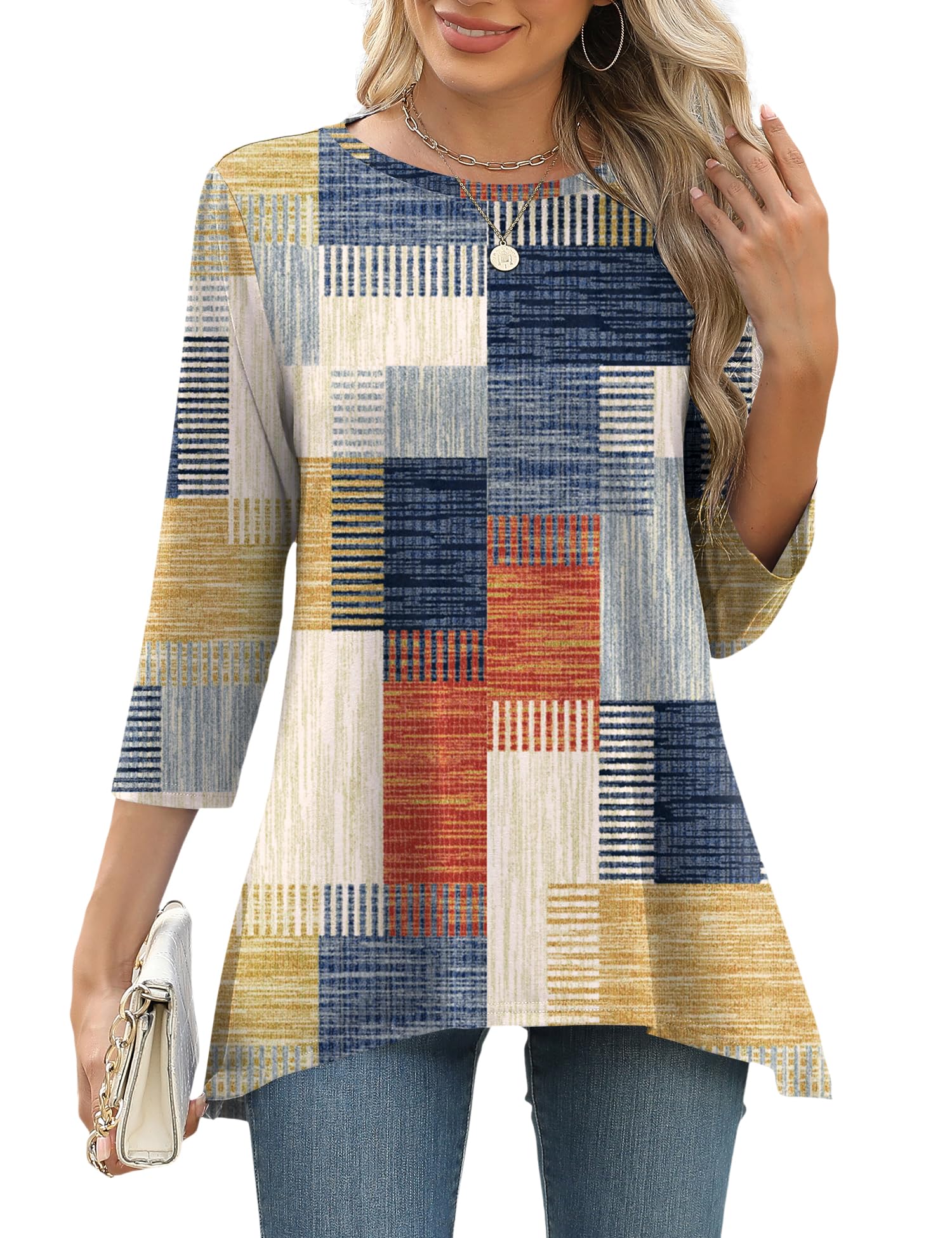 Camisas Fluidas Con Mangas 3/4 De Manga 3/4 Para Mujer, Estilo Túnica Lomon, Talla Xl - Venta Internacional.