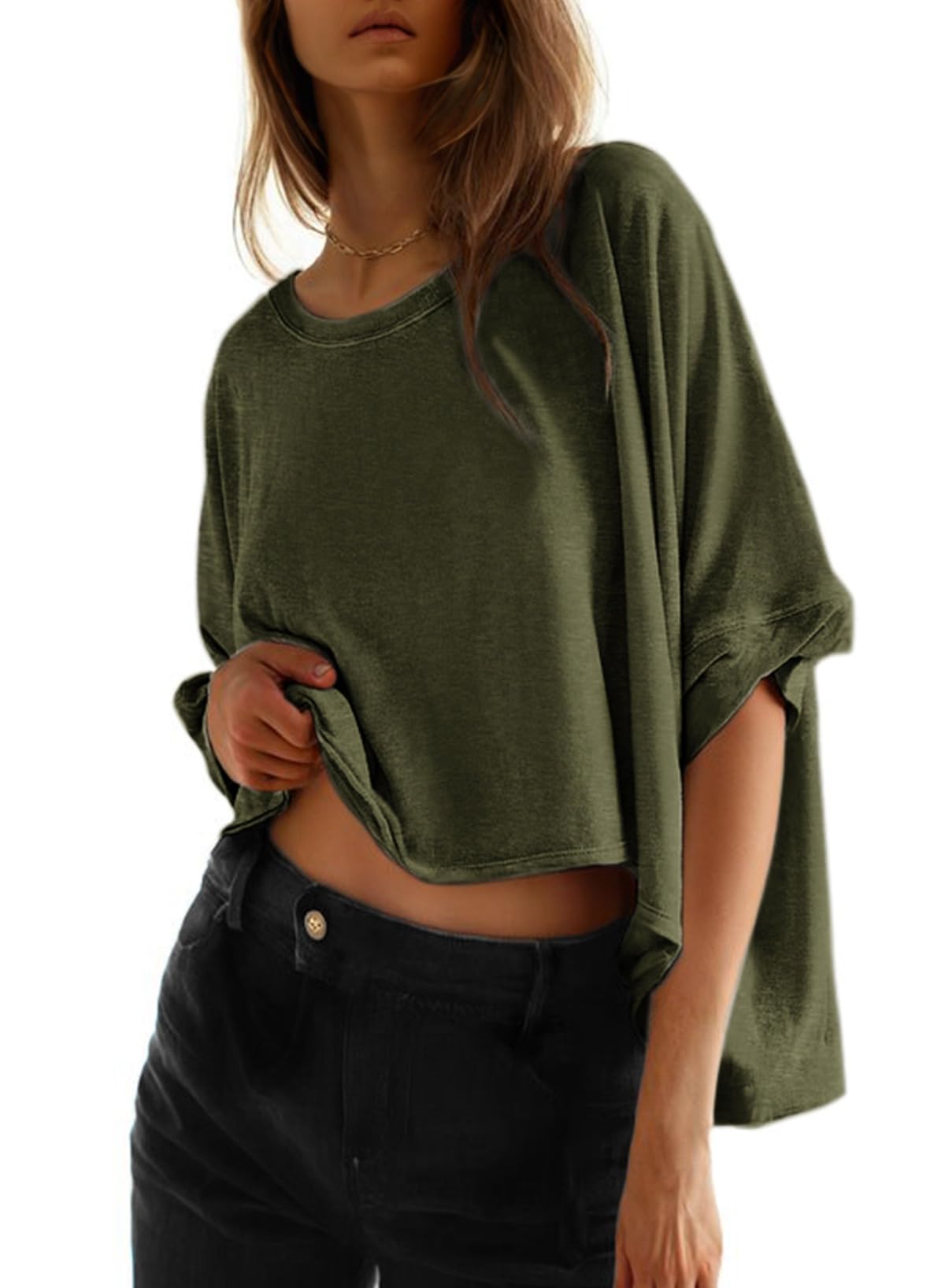 Foto 2 pulgar | Camisa Dokotoo Summer Para Mujer, Talla Grande, Color Verde Musgo - Venta Internacional.