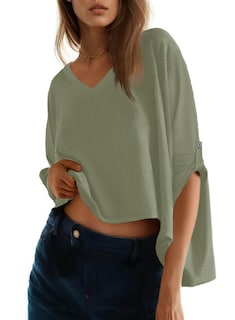 Foto 1 | Camiseta Dokotoo Para Mujer, Verano, Cuello En V, Manga Corta, Color Verde S - Venta Internacional.
