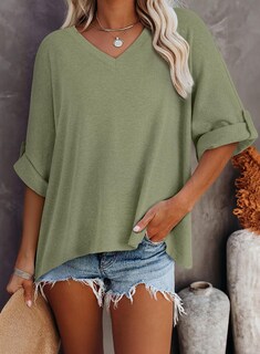 Foto 3 | Camiseta Dokotoo Para Mujer, Verano, Cuello En V, Manga Corta, Color Verde S - Venta Internacional.