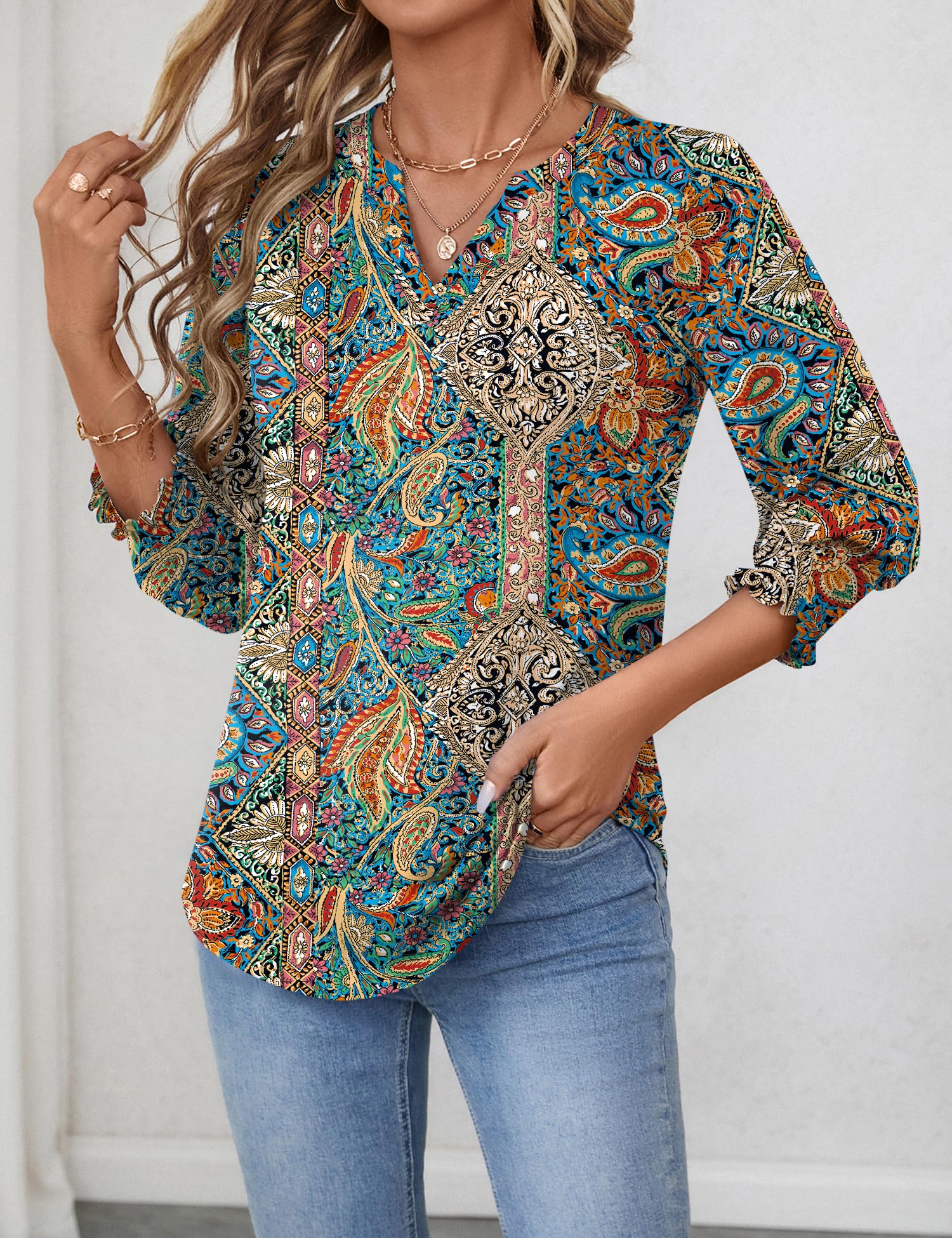 Foto 3 pulgar | Blusa Lomon Fashion 2025 De Verano Con Cuello En V Y Media Manga Para Mujer - Venta Internacional.