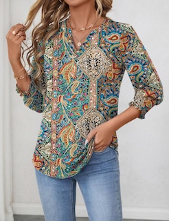 Foto 2 | Blusa Lomon Fashion 2025 De Verano Con Cuello En V Y Media Manga Para Mujer - Venta Internacional.