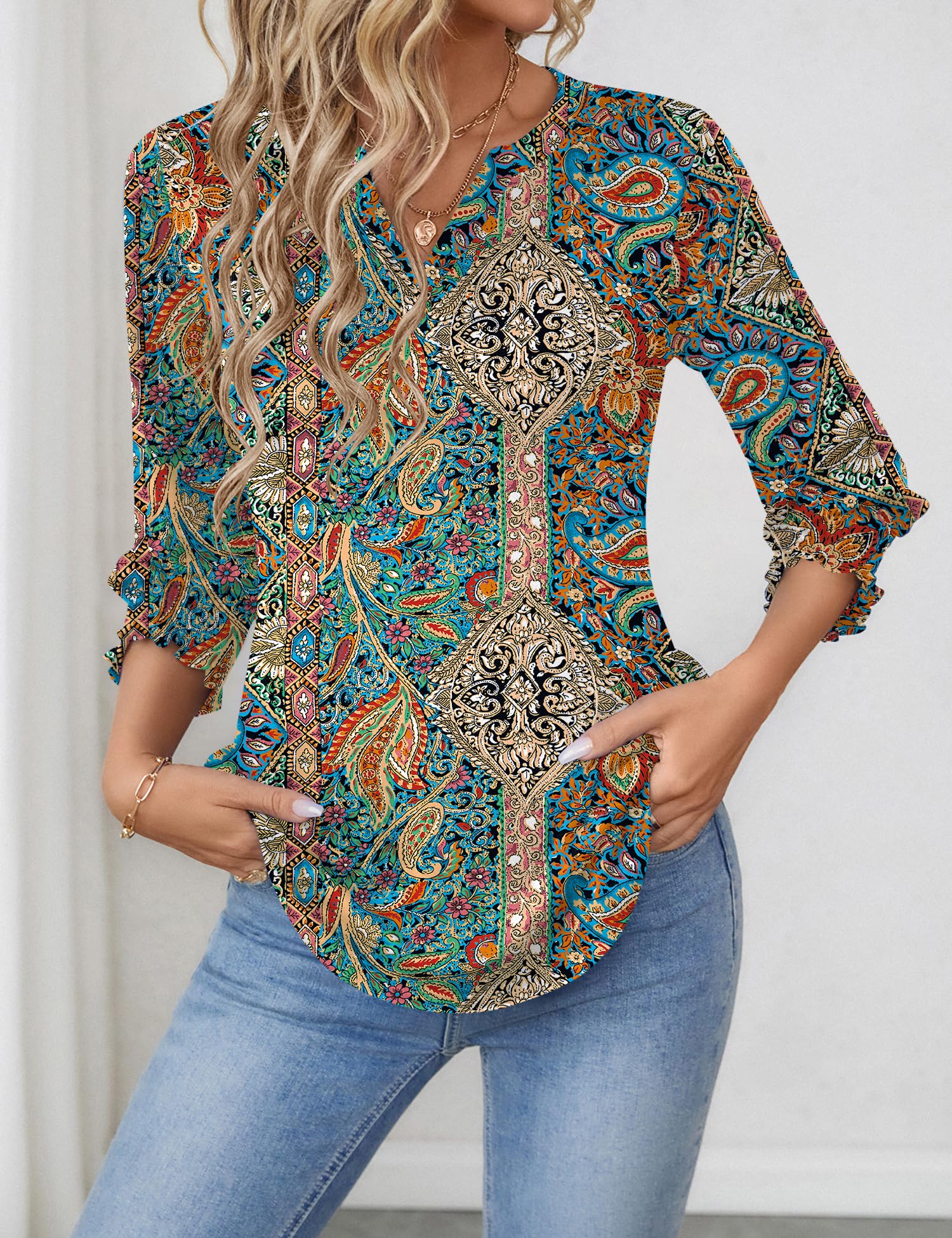 Foto 4 pulgar | Blusa Lomon Fashion 2025 De Verano Con Cuello En V Y Media Manga Para Mujer - Venta Internacional.