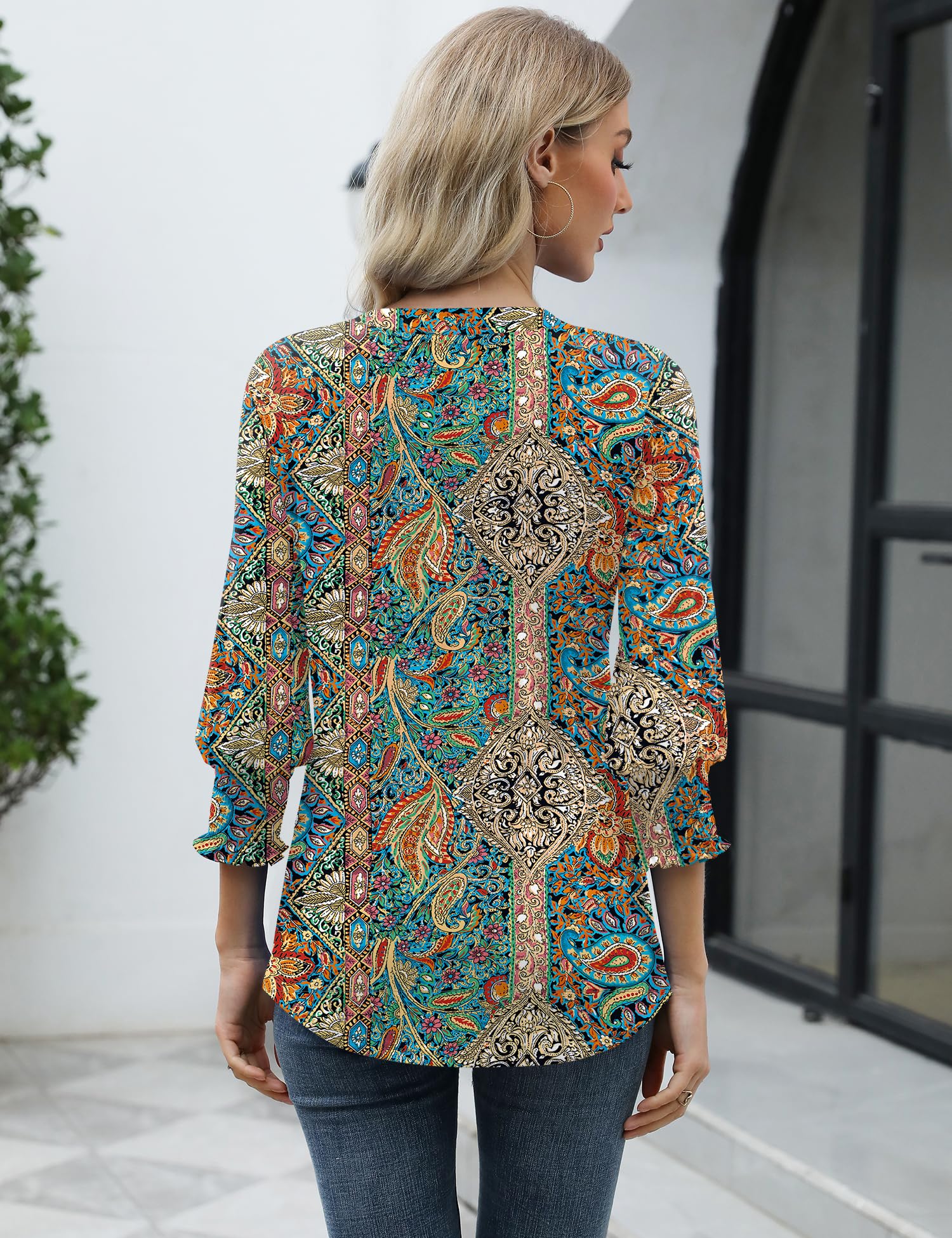 Foto 4 | Blusa Lomon Fashion 2025 De Verano Con Cuello En V Y Media Manga Para Mujer - Venta Internacional.