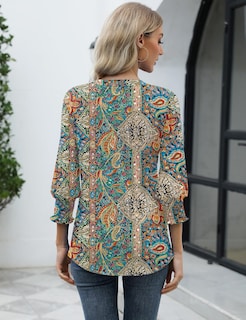 Foto 4 | Blusa Lomon Fashion 2025 De Verano Con Cuello En V Y Media Manga Para Mujer - Venta Internacional.