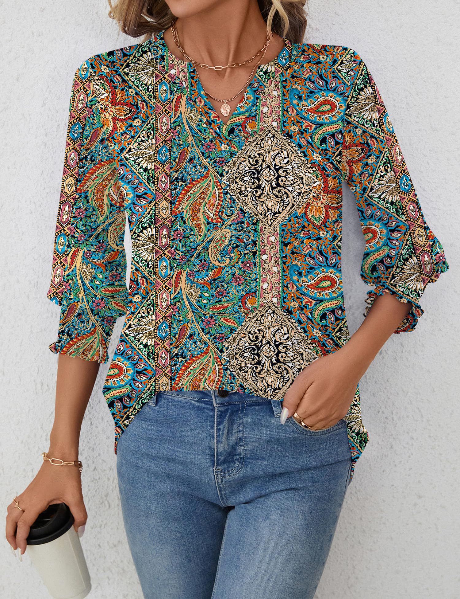 Foto 6 | Blusa Lomon Fashion 2025 De Verano Con Cuello En V Y Media Manga Para Mujer - Venta Internacional.