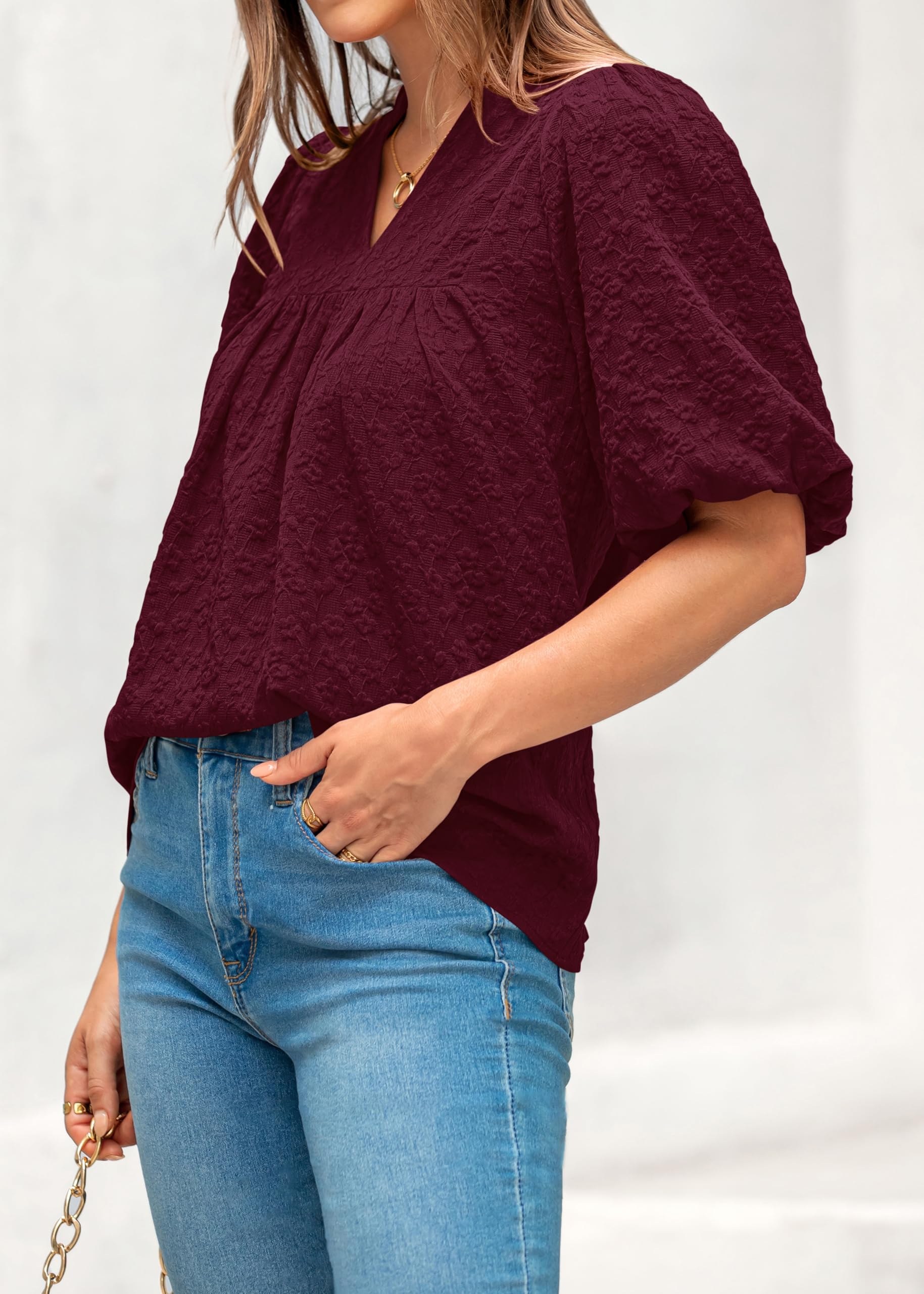 Foto 4 pulgar | Blusa Mascomoda Verano 2025 Para Mujer Rojo Vino Talla S - Venta Internacional.