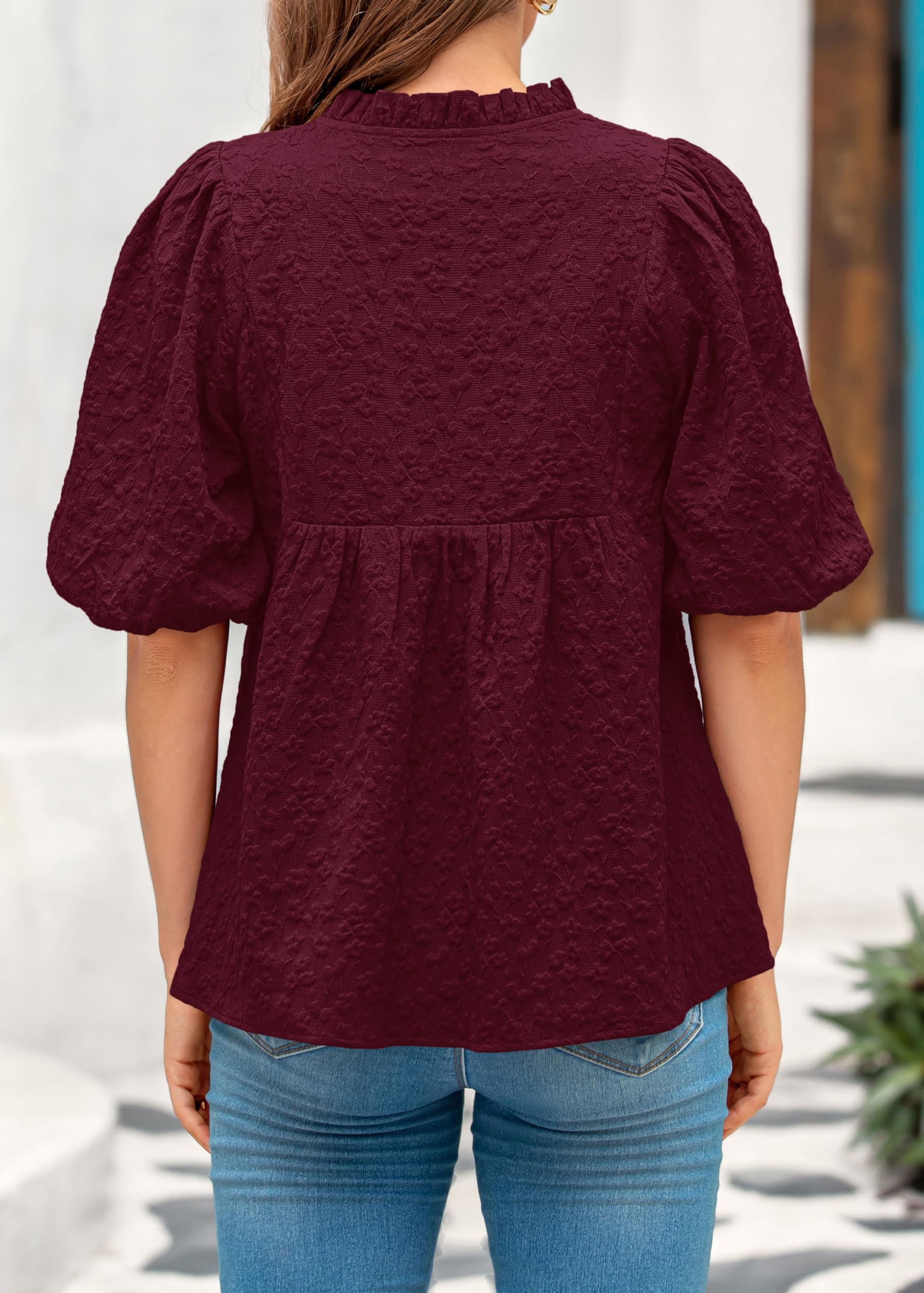 Foto 6 pulgar | Blusa Mascomoda Verano 2025 Para Mujer Rojo Vino Talla S - Venta Internacional.