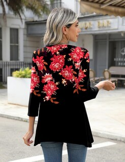 Foto 5 | Blusa Tipo Túnica Lomon Con Manga 3/4 Para Mujer, Casual, De Negocios, Color Rojo Xxl - Venta Internacional.